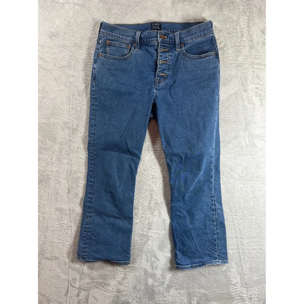 J.‎ Crew Mid Rise Flare Crop Jeans Button Fly Denim Size 27